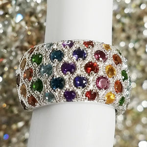 FINAL $  Dazzling *10* Multi Gem SS Ring NWT